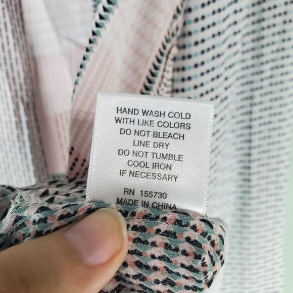 Rose + Olive Womens Multicolor Patchwork Button Up Long Sleeve Blouse Size Large - Picture 6 of 6